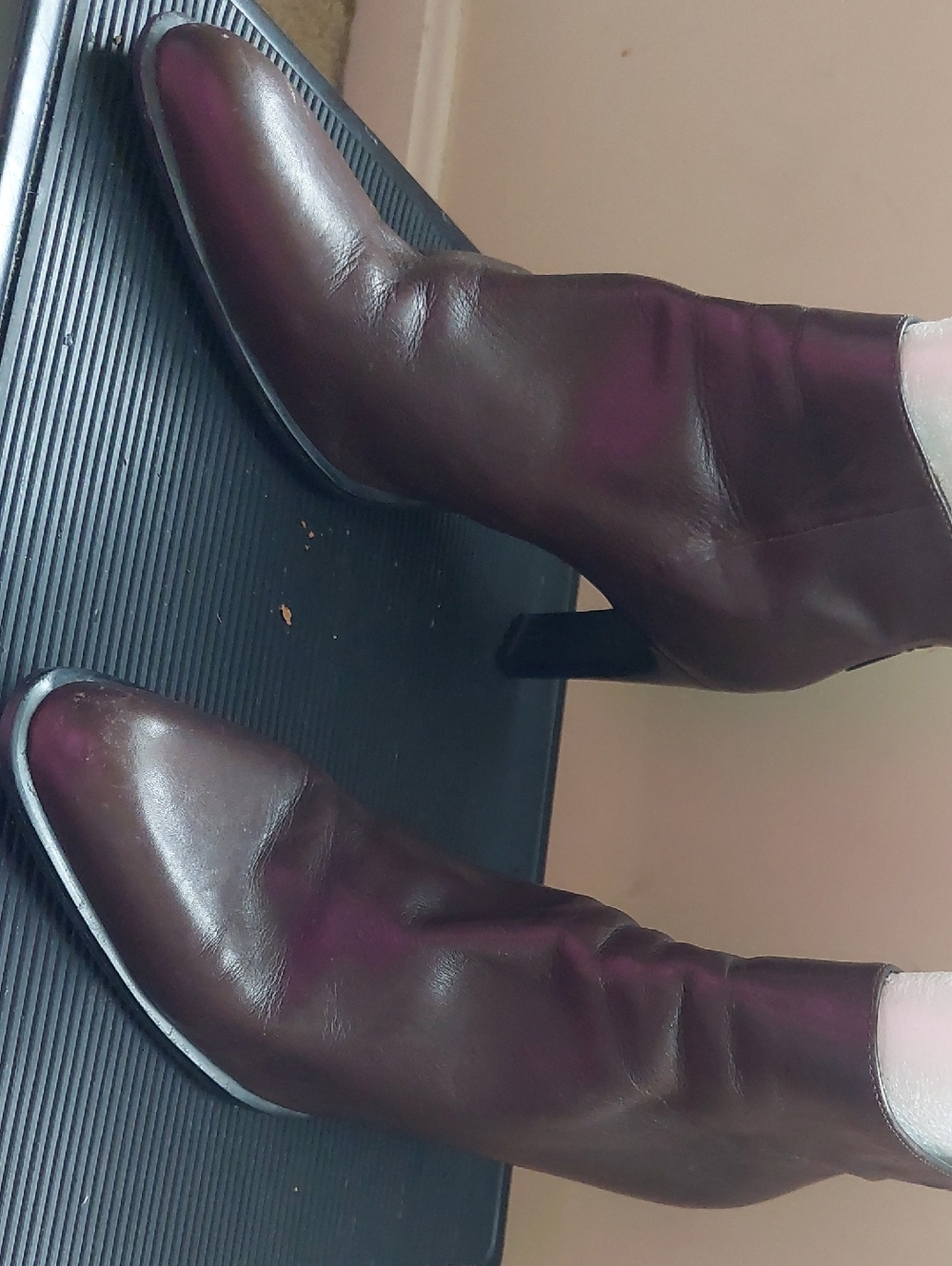 Nine West Women's Burgundy Pointed-Toe Heeled Ankle Boots